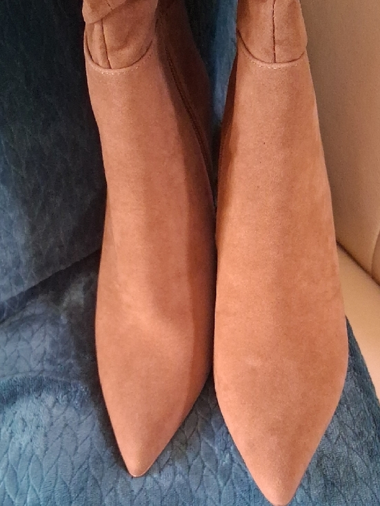 JustFab Slouchy Knee-High Boots in Tan Suede - Picture 4 of 12